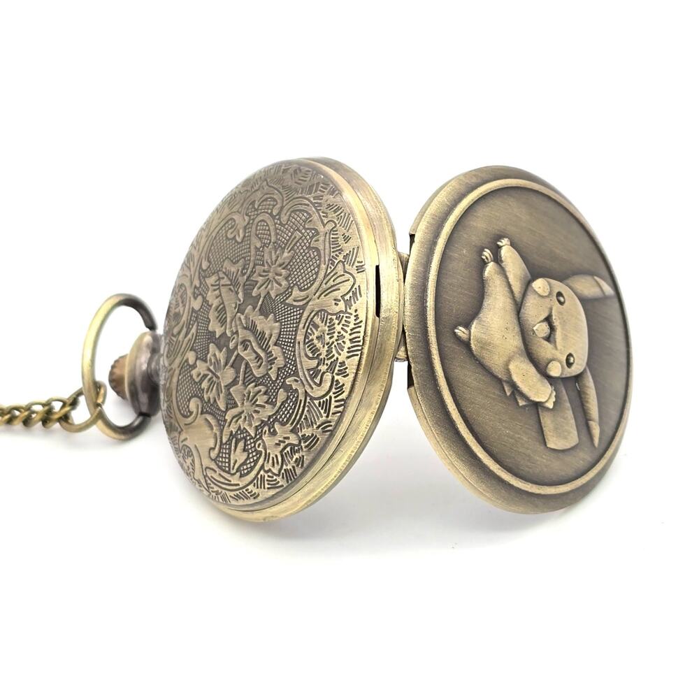 Pikachu Pokemon Pocket Watch - Yellow Lightning Thunderbolt Vintage Look Gift - Picture 4 of 10